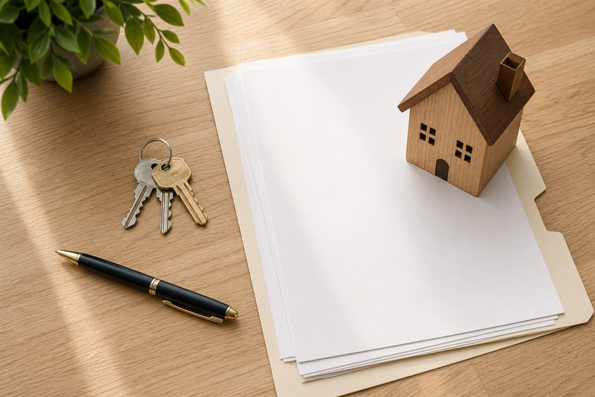 House keys, a pen, and paperwork on a desk — transferring a mobile home title in Arizona