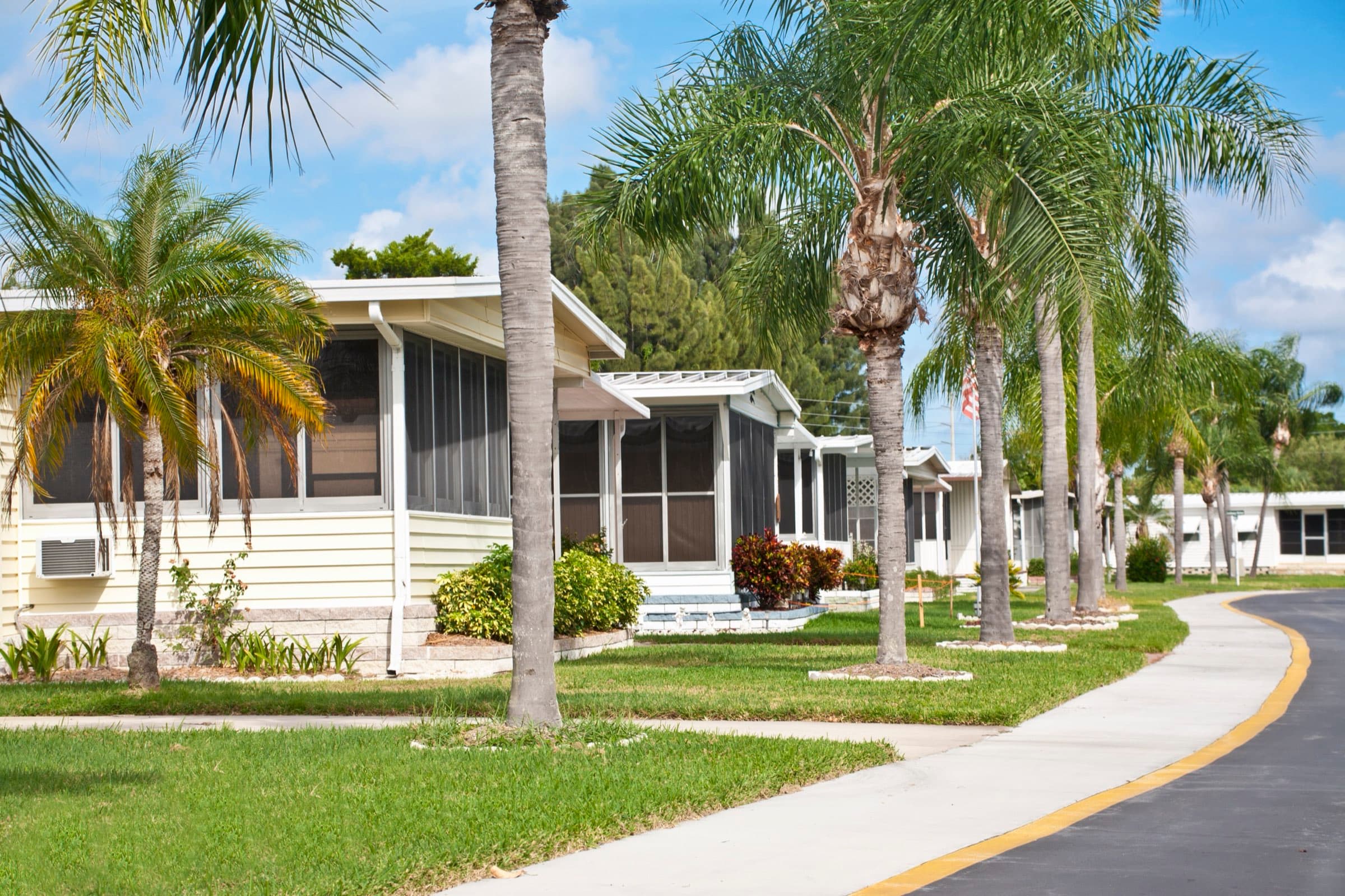 Palm-lined mobile home community in Arizona